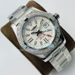 Breitling Avenger II GMT Cream White Dial SS Diamond Bezel Swiss Replica Watch 43MM